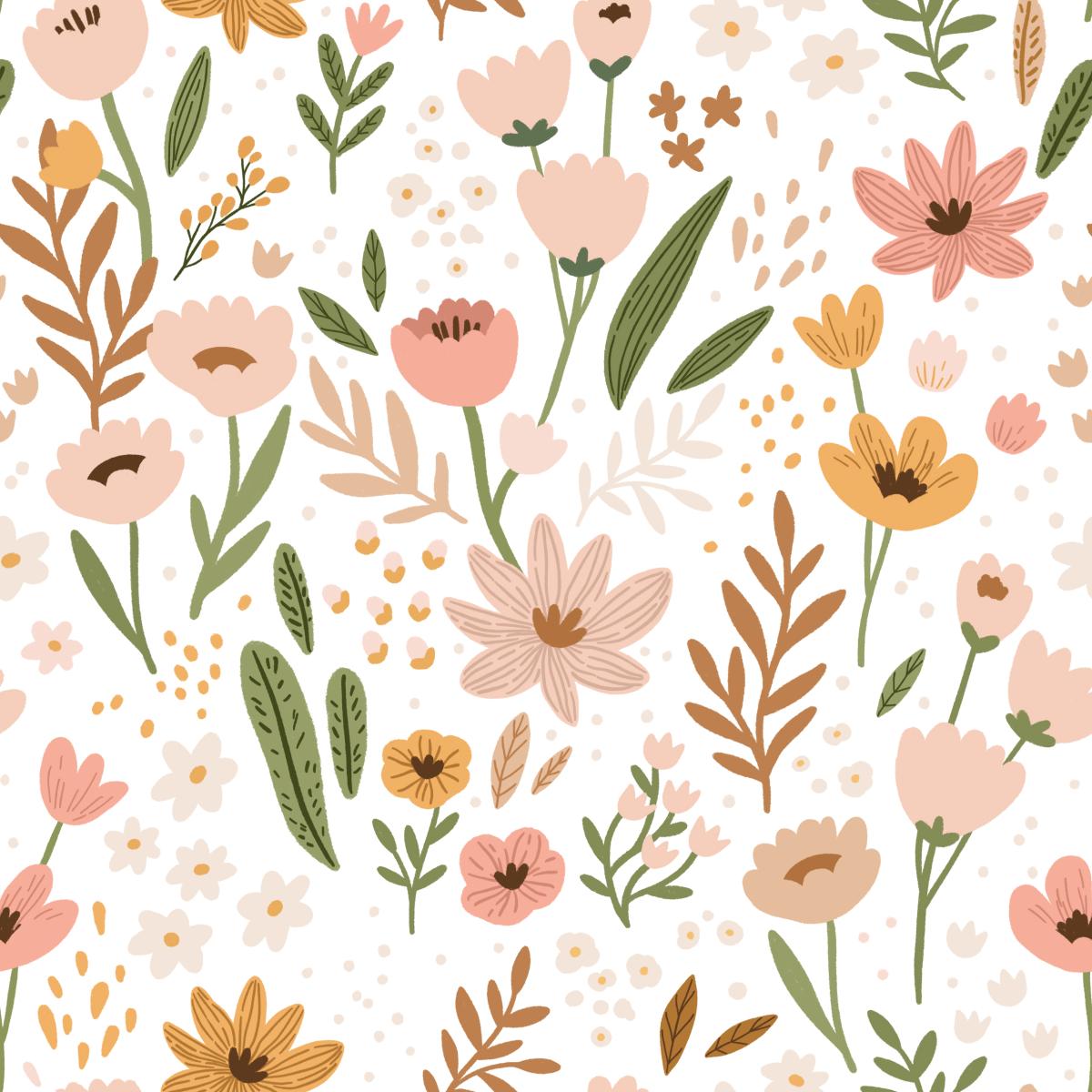 Blumenwiese weiß - Bio Jersey / Bio French Terry